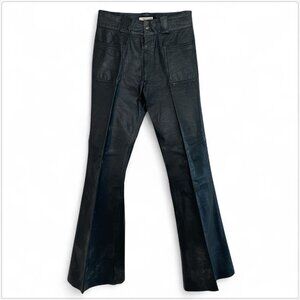 Rico's of Sydney Australia Vintage Black Leather Flared Leg Pants Retro AU 30
